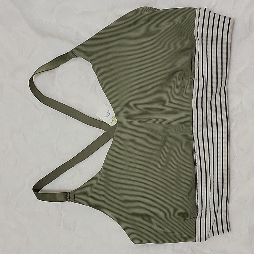Aerie OFFLINE Ribbed Scoop Sportsbra- Courtyard (Sage)